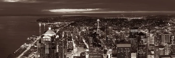 Seattle Vue Panoramique Sur Toit Avec Architecture Urbaine Nuit — Photo