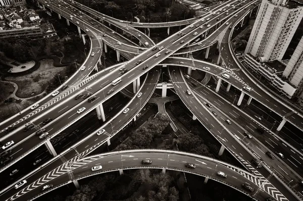 Shanghai Yanan Road Wiadukt Most Dużym Natężeniem Ruchu Chinach — Zdjęcie stockowe