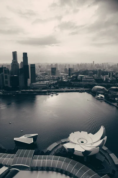 Сингапур Видом Крышу Marina Bay Городскими Небоскребами Закате — стоковое фото