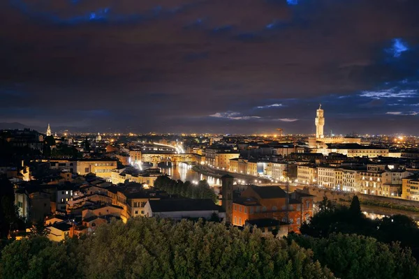 Florencja Panorama Widoczna Piazzale Michelangelo Nocy — Zdjęcie stockowe