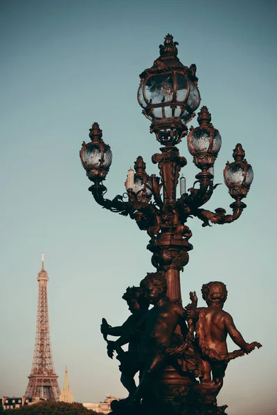 Postagem Lâmpada Vintage Ponte Alexandre Iii Paris França — Fotografia de Stock