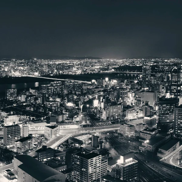 Osaka Şehir Merkezi Gece Çatısı Manzaralı Japonya — Stok fotoğraf