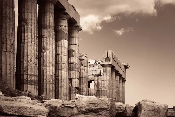 Closeup Temple Parthenon Acropolis Atenas Greece — Fotografia de Stock