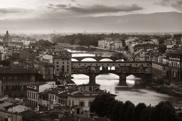 Florencie Panorama Pohled Piazzale Michelangelo Černobílé — Stock fotografie