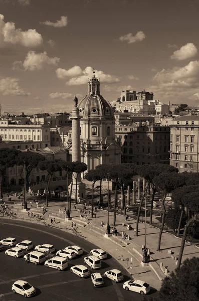 Roma Vista Rua Terraço Com Arquitetura Antiga Itália Preto Branco — Fotografia de Stock