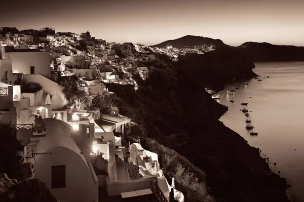 Santorini Városkép Éjjel Épületekkel Görögországban — Stock Fotó