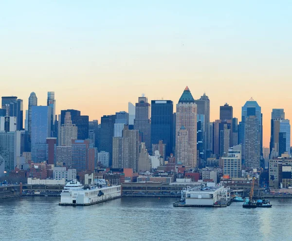 New York City Midtown Manhattan Solnedgång Skyline Panorama Utsikt Över — Stockfoto