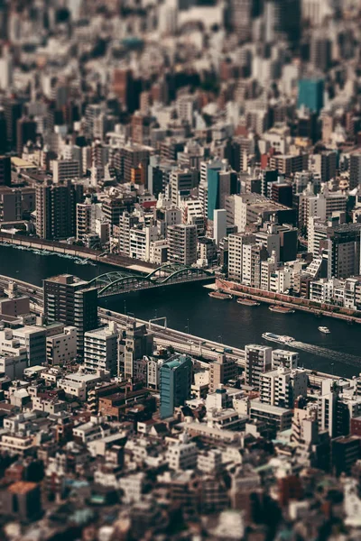 Blick Auf Die Dächer Tokios Hintergrund Kipp Effekt Japan — Stockfoto