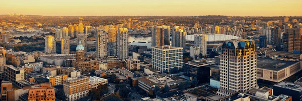 Vancouver Vista Sul Tetto Con Architetture Urbane Tramonto — Foto Stock