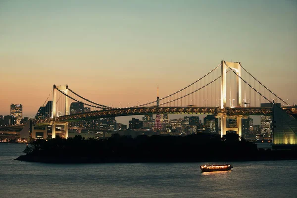 Tokyobucht Mit Regenbogenbrücke Und Tokyoturm Japan — Stockfoto