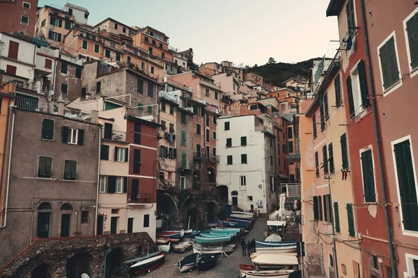 Riomaggiore Waterfront View Buildings Cinque Terre Italy — Stock Photo, Image