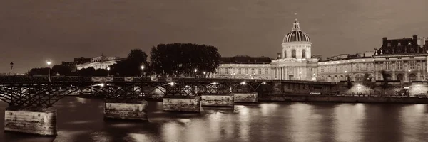 River Seine Pont Des Arts Institut France Πανόραμα Νύχτα Στο — Φωτογραφία Αρχείου