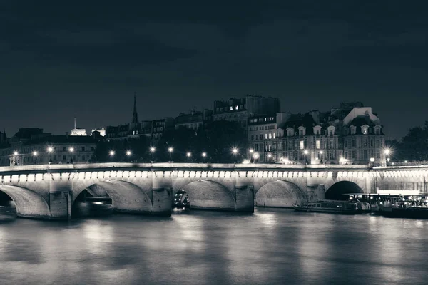 Rzeka Seine Pont Neuf Nocy Paryż Francja — Zdjęcie stockowe