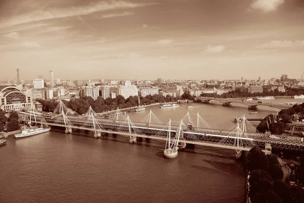 City Aerial View London Eye Thames River — Stock Photo, Image