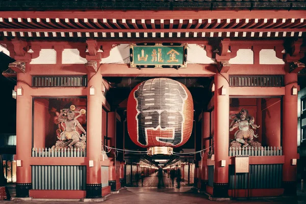 Portal Templo Sensoji Tóquio Japão Noite — Fotografia de Stock