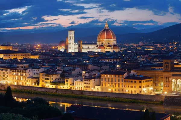 Kathedraal Van Florence Met Skyline Gezien Vanaf Piazzale Michelangelo Nachts — Stockfoto