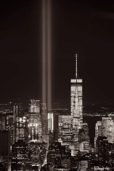 Vista Del Horizonte Del Centro Ciudad Nueva York Por Noche — Foto de Stock