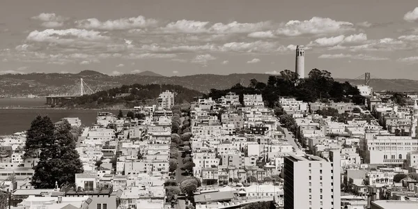 Ulicy Wzgórzu San Francisco Panorama Widok Góry Lombard Street — Zdjęcie stockowe