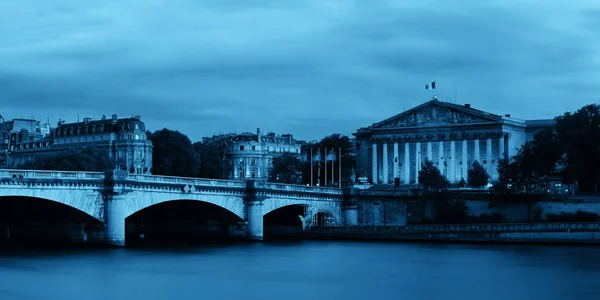 Paris River Seine Panorama Pont Concorde Και Assemblee Nationale — Φωτογραφία Αρχείου