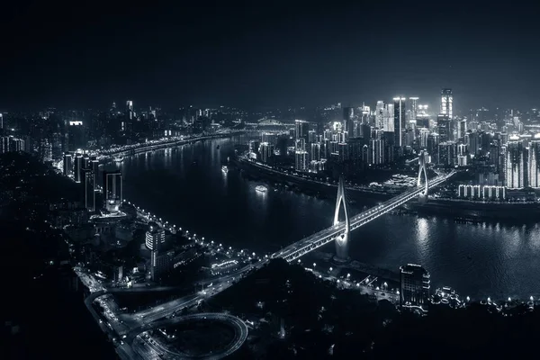 Chongqing Architektury Miejskiej Panoramy Miasta Nocy Chinach — Zdjęcie stockowe