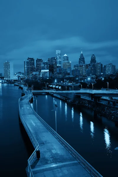 Skyline Filadelfia Por Noche Con Arquitectura Urbana — Foto de Stock