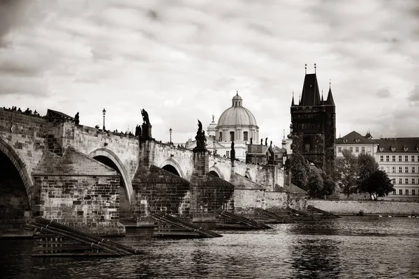 Prague Skyline Pont Sur Rivière République Tchèque — Photo