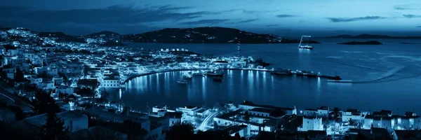 Mykonos Körfezi Gece Yukarıdan Izlendi Yunanistan — Stok fotoğraf