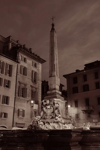 Piazza Della Rotonda Μπροστά Από Πάνθεον Νύχτα Στη Ρώμη Ιταλία — Φωτογραφία Αρχείου