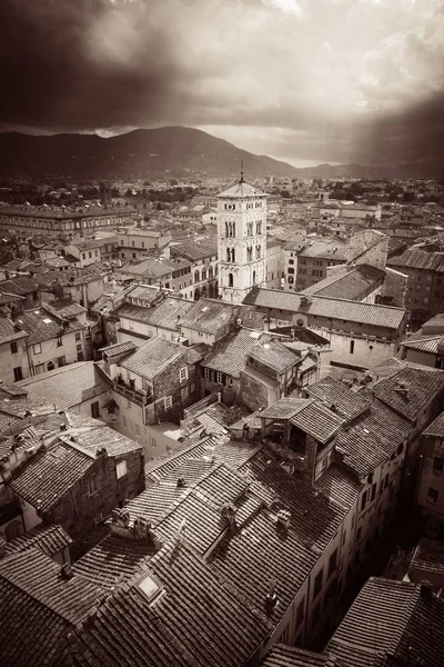 Vista Panorâmica Cidade Lucca Com Bell Tower Basilica San Michele — Fotografia de Stock