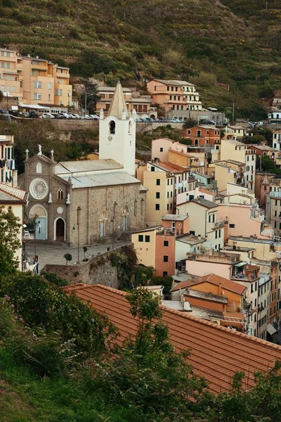 Riomaggiore Vista Desde Montaña Cinque Terre Italia —  Fotos de Stock