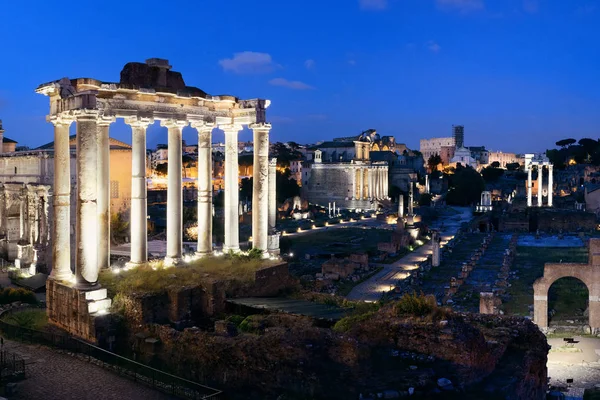 Foro Roma Con Rovine Architettura Antica Notte Italia — Foto Stock