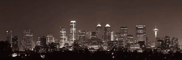 Panoramę Miasta Calgary Albercie Nocy Kanada — Zdjęcie stockowe