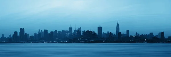 New York City Wolkenkrabbers Silhouet Stedelijk Uitzicht Bij Zonsopgang — Stockfoto