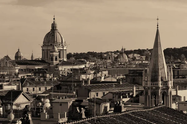 モノクロでイタリアの古代建築とローマの屋上ビュー — ストック写真
