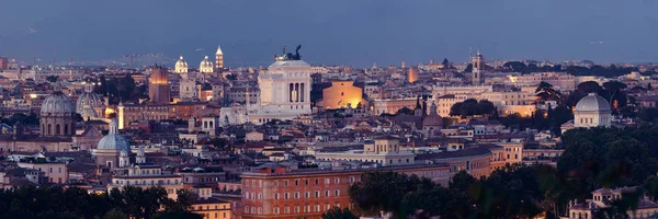 Rome Rooftop Panorama View Skyline Ancient Architecture Italy Night — Stock Photo, Image