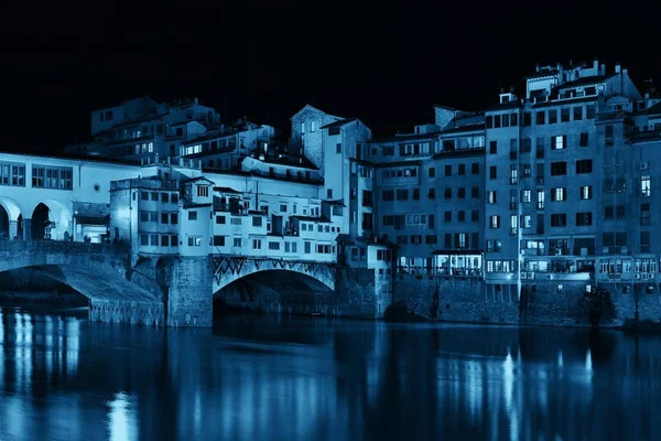 Ponte Vecchio Über Dem Arno Florenz Italien Bei Nacht — Stockfoto