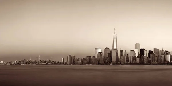 Skyline Nova York Com Arranha Céus Sobre Rio Hudson Visto — Fotografia de Stock