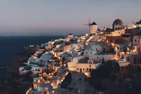 Santorin Skyline Bei Nacht Mit Gebäuden Griechenland — Stockfoto