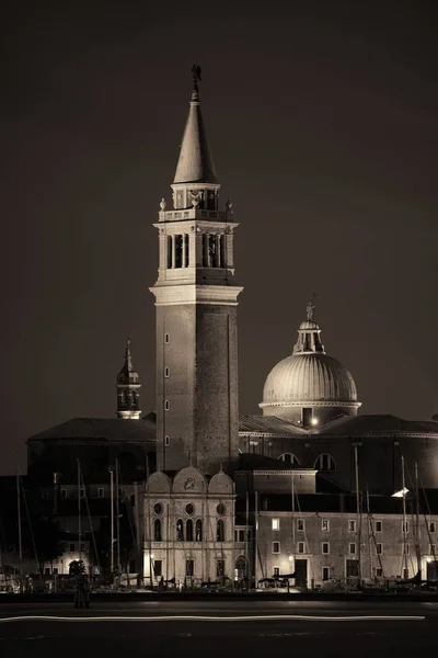 San Giorgio Maggiore Kerk Nachts Venetië Italië — Stockfoto