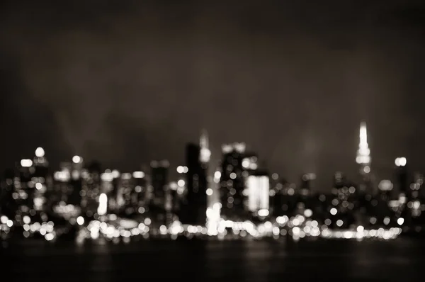 Manhattan Arranha Céus Centro Cidade Nova York Skyline Bokeh Noite — Fotografia de Stock