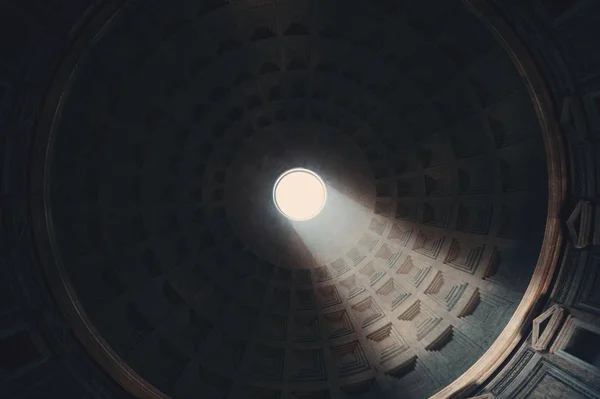 Pantheon Interieur Met Lichtstraal Rome Italië — Stockfoto