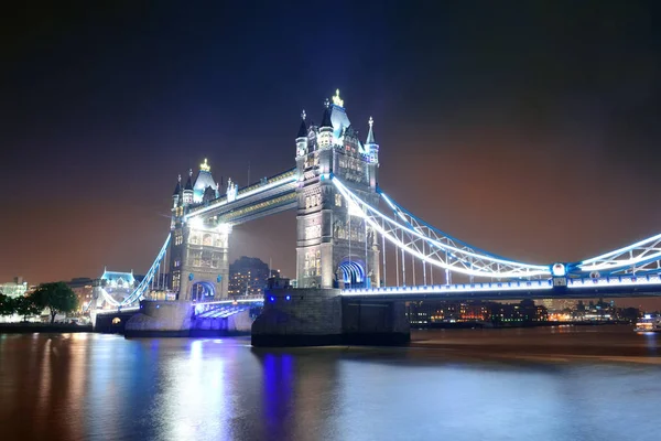 Tower Bridge London Som Den Berömda Landmärket Natten — Stockfoto