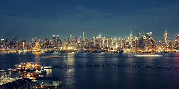 Midtown Panorama Nad Řekou Hudson New Yorku Mrakodrapy Noci — Stock fotografie