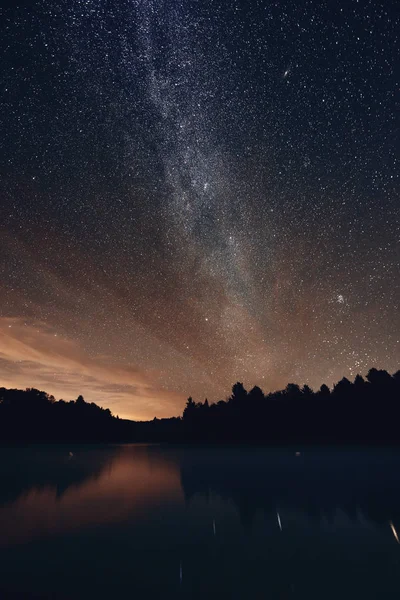 Milky Way Πέρα Από Λίμνη Στο Stowe Βερμόντ — Φωτογραφία Αρχείου