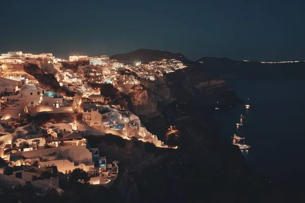 Santorini Skyline Natten Med Byggnader Grekland — Stockfoto