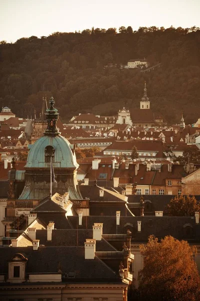 Praha Panorama Střechy Kostelem Kopulí České Republice — Stock fotografie