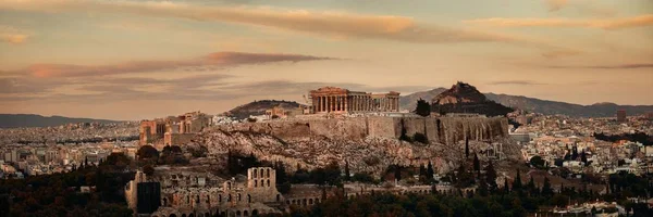 Atenas Horizonte Amanecer Panorama Visto Desde Cima Montaña Grecia — Foto de Stock