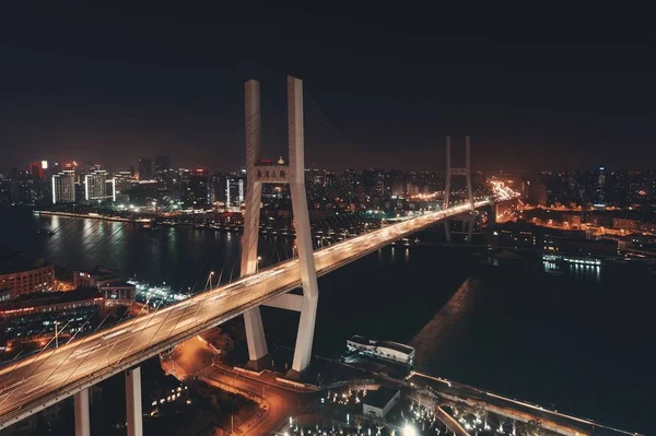 Shanghai Nanpu Bridge Över Huangpu River Med Upptagen Trafik Kina — Stockfoto