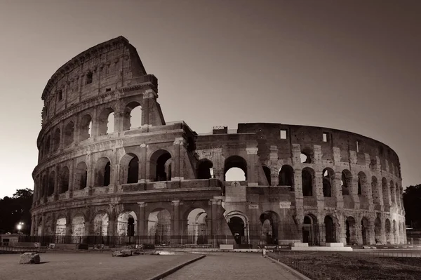 Coliseo Por Noche Roma Italia Blanco Negro —  Fotos de Stock