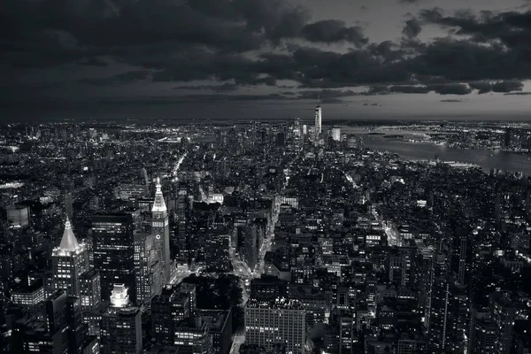 New York City Centrum Skyline Utsikt Natten — Stockfoto